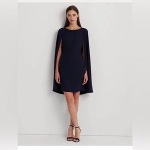 RALPH LAUREN Cape Georgette Cocktail Dress